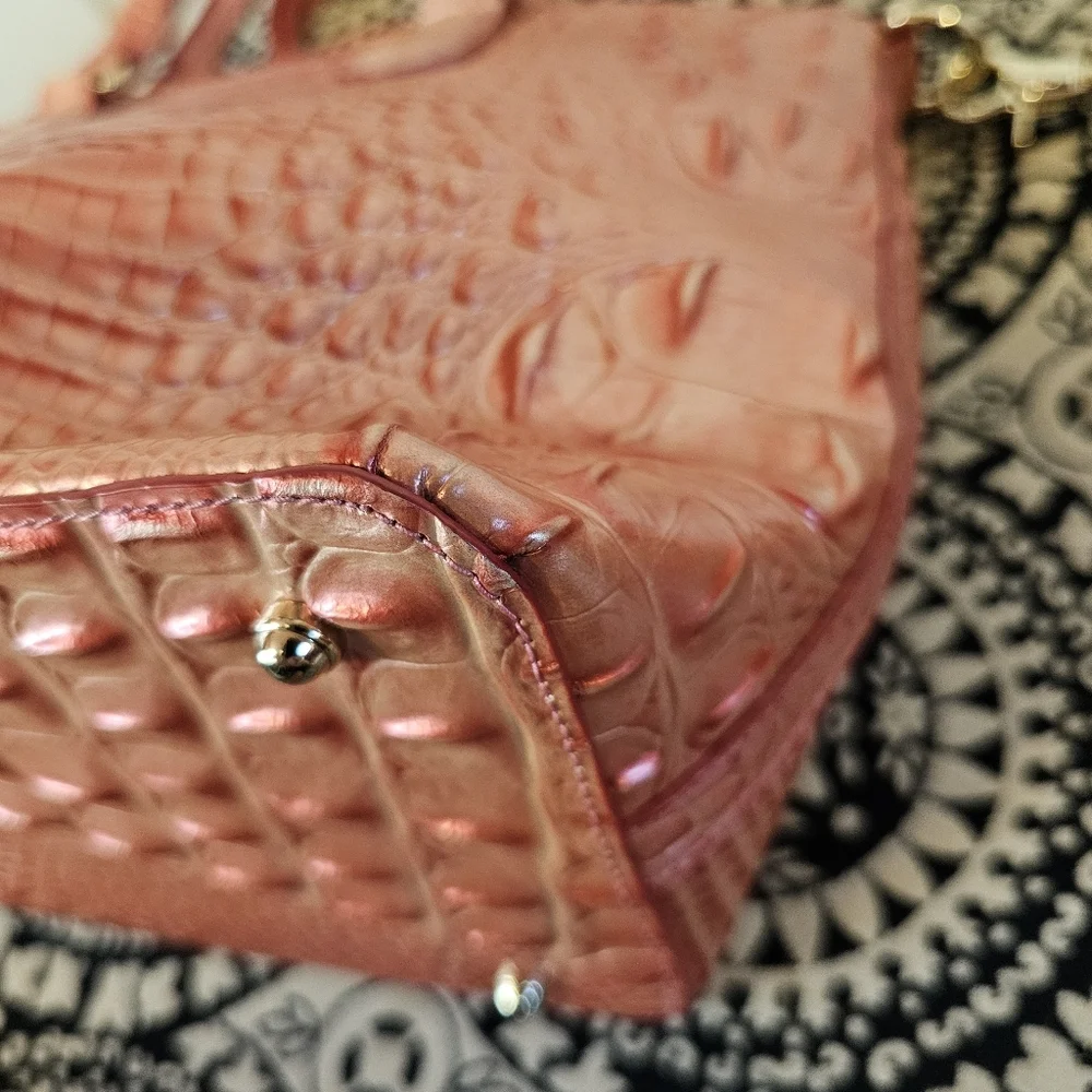 Brahmin Duxbury Pink Punch Melbourne Croc Leather and Card Holder Wallet Set